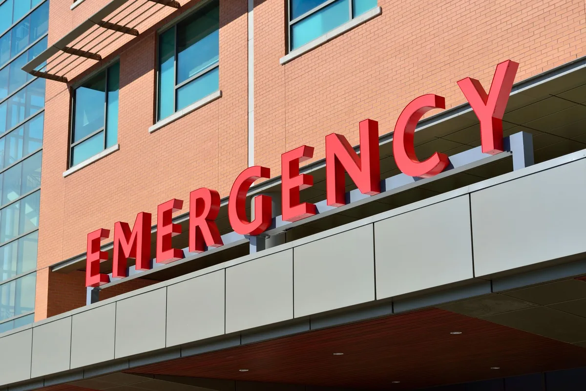 The entrance to a hospital emergency department.