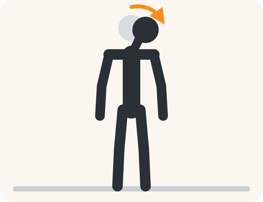 Line drawing of the side bend exercise. The pale figure is the starting position, the dark figure is the finish, and the orange arrow shows the movement.